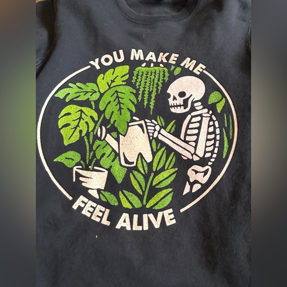 “you make me feel alive” navy blue unisex small sweater